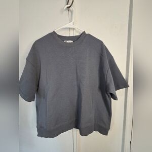 Zara Charcoal Ribbed Knit Top